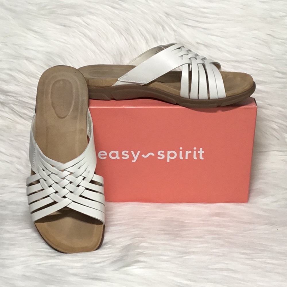 Easy Spirit Meadow Slip On Slide Sandals, Ivory, 9.5W